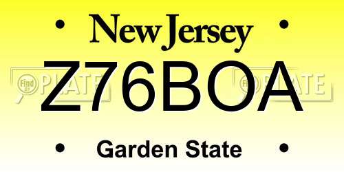 Z76BOA New Jersey License Plate