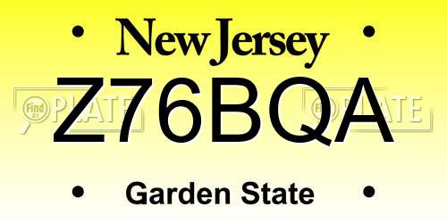 Z76BQA New Jersey License Plate