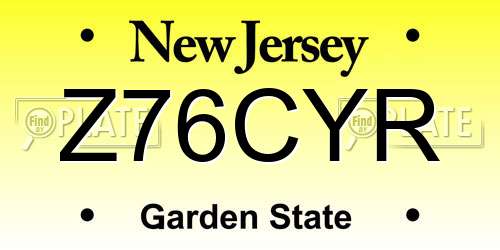 Z76CYR New Jersey License Plate