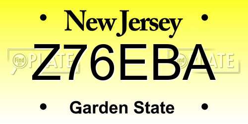 Z76EBA New Jersey License Plate
