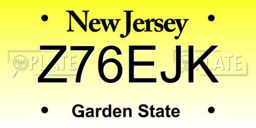 Z76EJK New Jersey License Plate