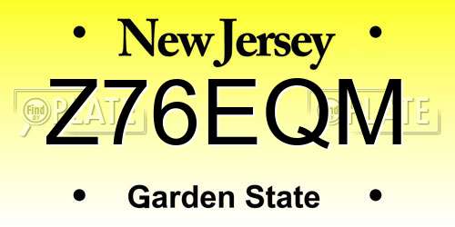 Z76EQM New Jersey License Plate