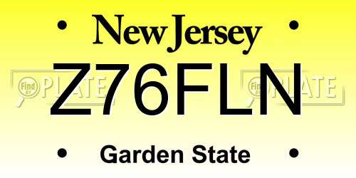 Z76FLN New Jersey License Plate