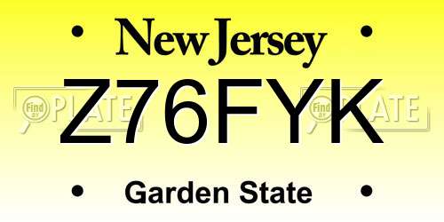 Z76FYK New Jersey License Plate