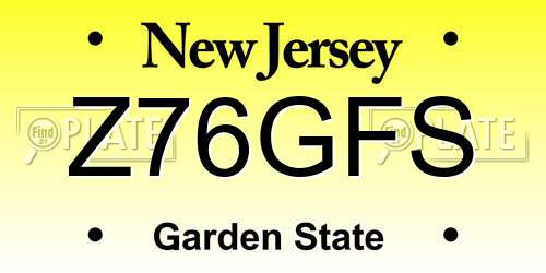 Z76GFS New Jersey License Plate