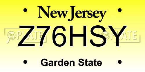 Z76HSY New Jersey License Plate