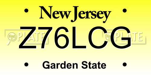 Z76LCG New Jersey License Plate