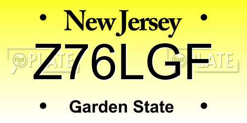 Z76LGF New Jersey License Plate