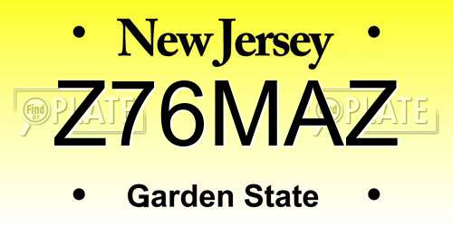Z76MAZ New Jersey License Plate