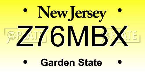 Z76MBX New Jersey License Plate