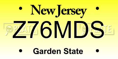 Z76MDS New Jersey License Plate