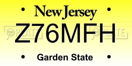 Z76MFH New Jersey License Plate