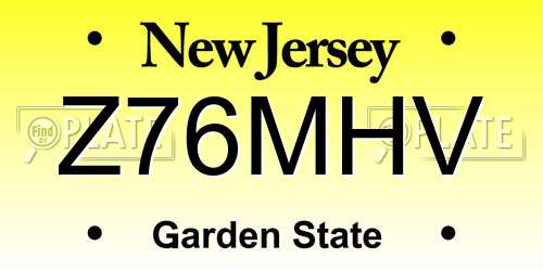 Z76MHV New Jersey License Plate