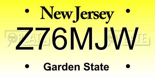 Z76MJW New Jersey License Plate