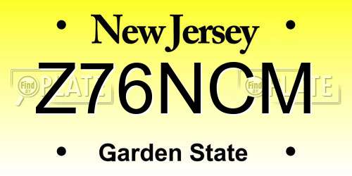 Z76NCM New Jersey License Plate