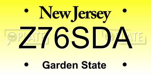 Z76SDA New Jersey License Plate