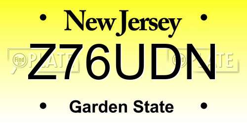 Z76UDN New Jersey License Plate