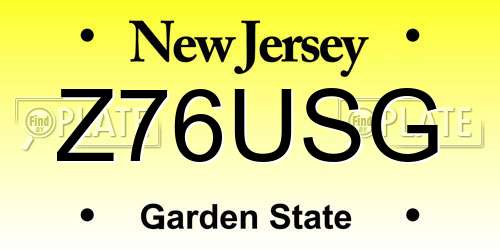 Z76USG New Jersey License Plate