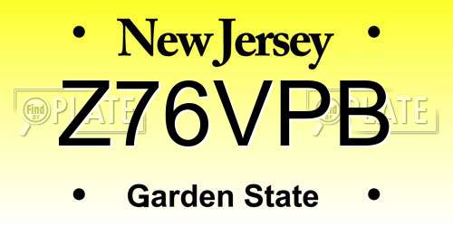 Z76VPB New Jersey License Plate