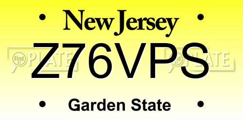 Z76VPS New Jersey License Plate