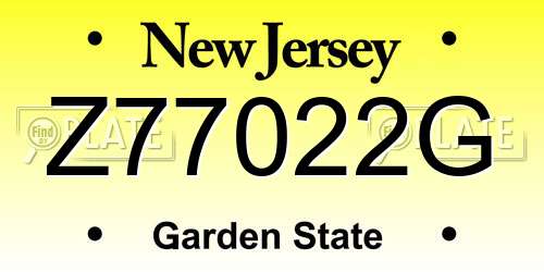 Z77022G New Jersey License Plate