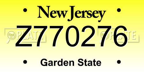 Z770276 New Jersey License Plate