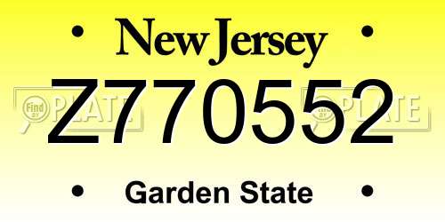 Z770552 New Jersey License Plate