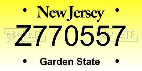 Z770557 New Jersey License Plate