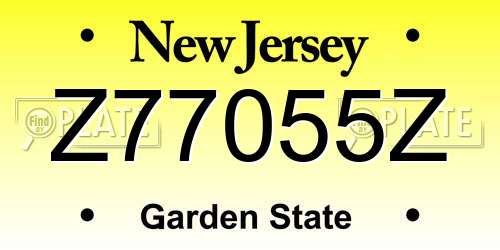 Z77055Z New Jersey License Plate