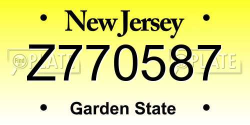 Z770587 New Jersey License Plate