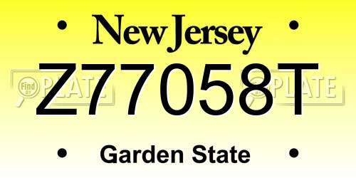 Z77058T New Jersey License Plate