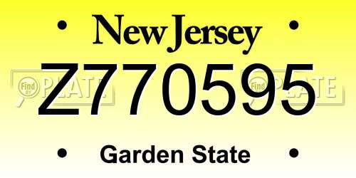 Z770595 New Jersey License Plate