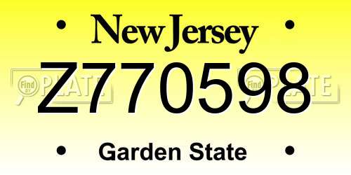 Z770598 New Jersey License Plate