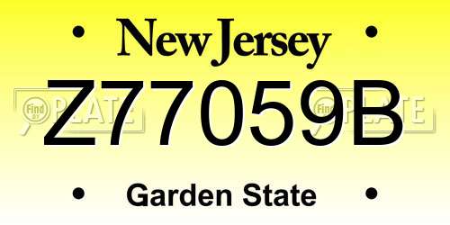 Z77059B New Jersey License Plate