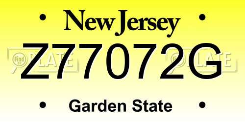 Z77072G New Jersey License Plate