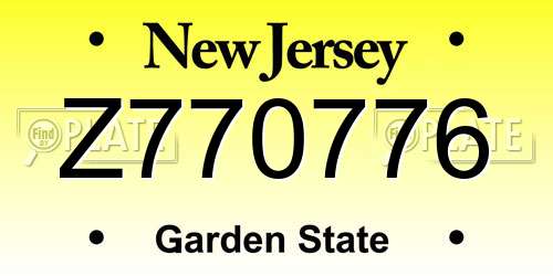 Z770776 New Jersey License Plate