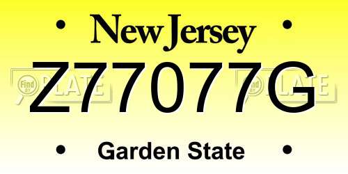 Z77077G New Jersey License Plate