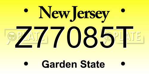 Z77085T New Jersey License Plate