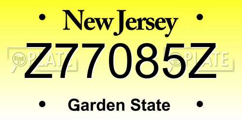 Z77085Z New Jersey License Plate