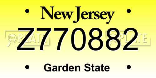Z770882 New Jersey License Plate