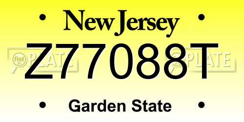Z77088T New Jersey License Plate
