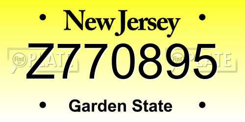 Z770895 New Jersey License Plate