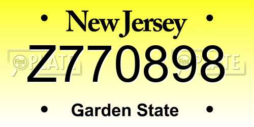 Z770898 New Jersey License Plate
