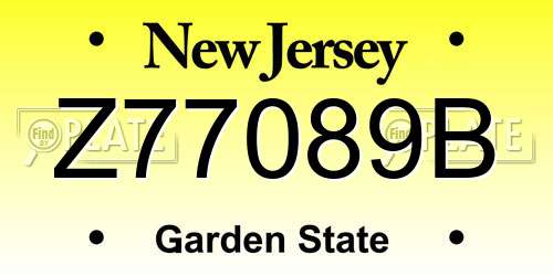 Z77089B New Jersey License Plate