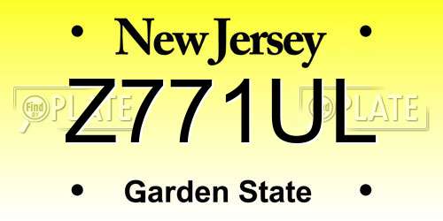 Z771UL New Jersey License Plate