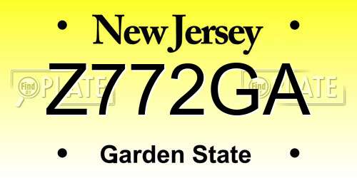 Z772GA New Jersey License Plate