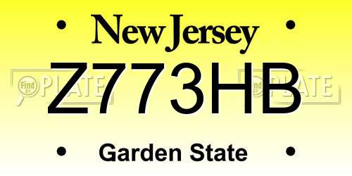 Z773HB New Jersey License Plate