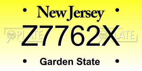 Z7762X New Jersey License Plate