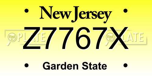 Z7767X New Jersey License Plate
