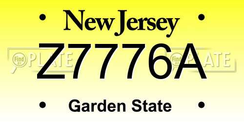 Z7776A New Jersey License Plate